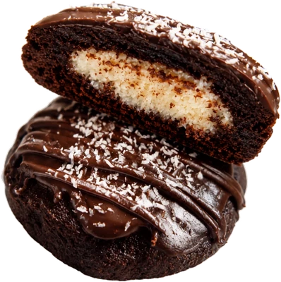Chocolate cookie with a coconut centre