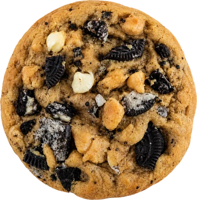 Cookies and cream cookie with Oreo pieces and white chocolate